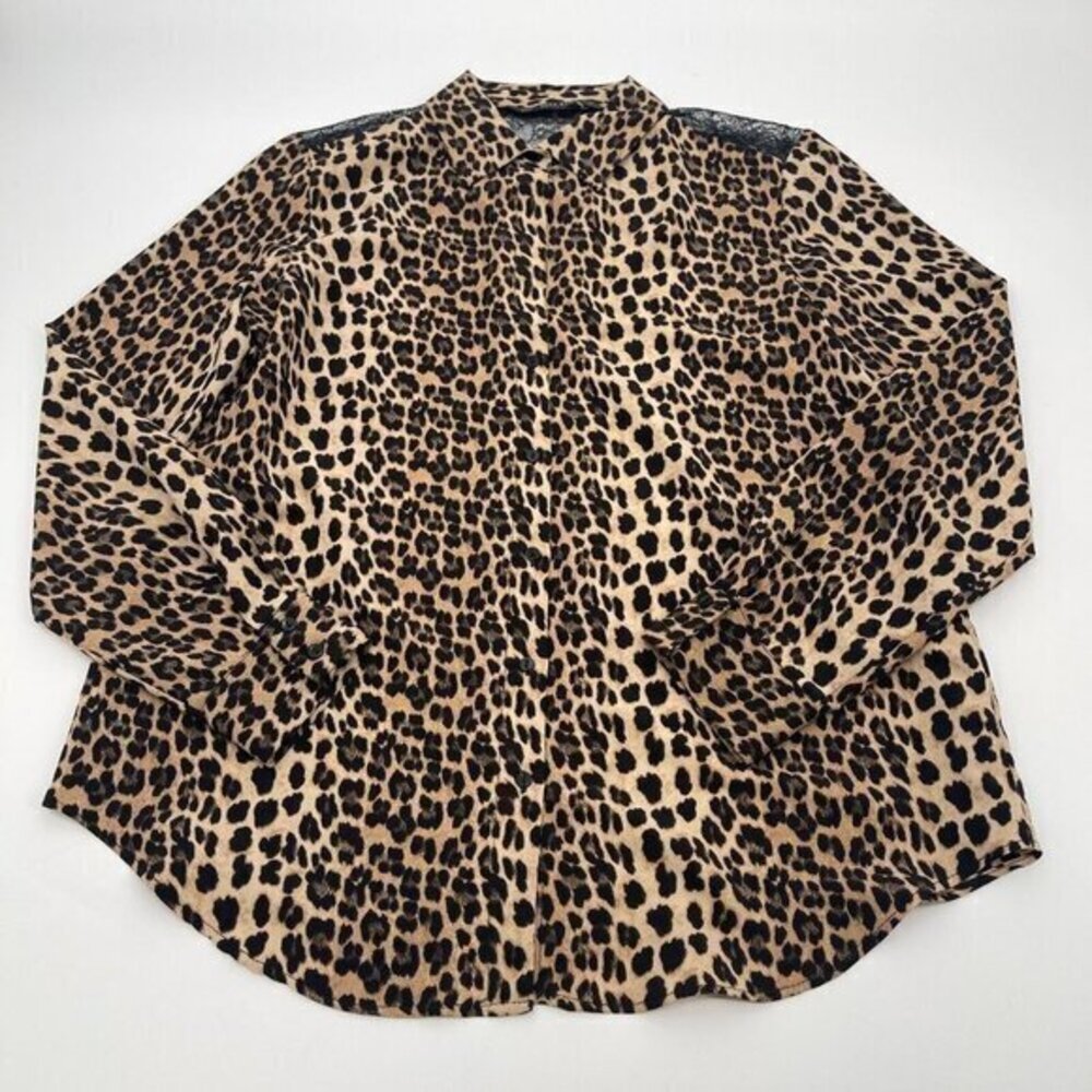 Zara Leopard Print Blouse - Black and Brown